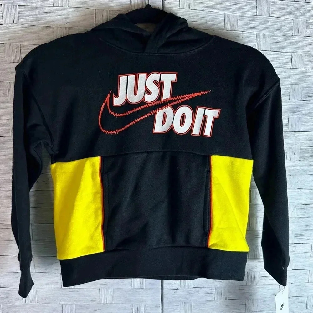 Nike sweatshirt, hoodie, black, yellow, red kids, colorful activewear athleisure